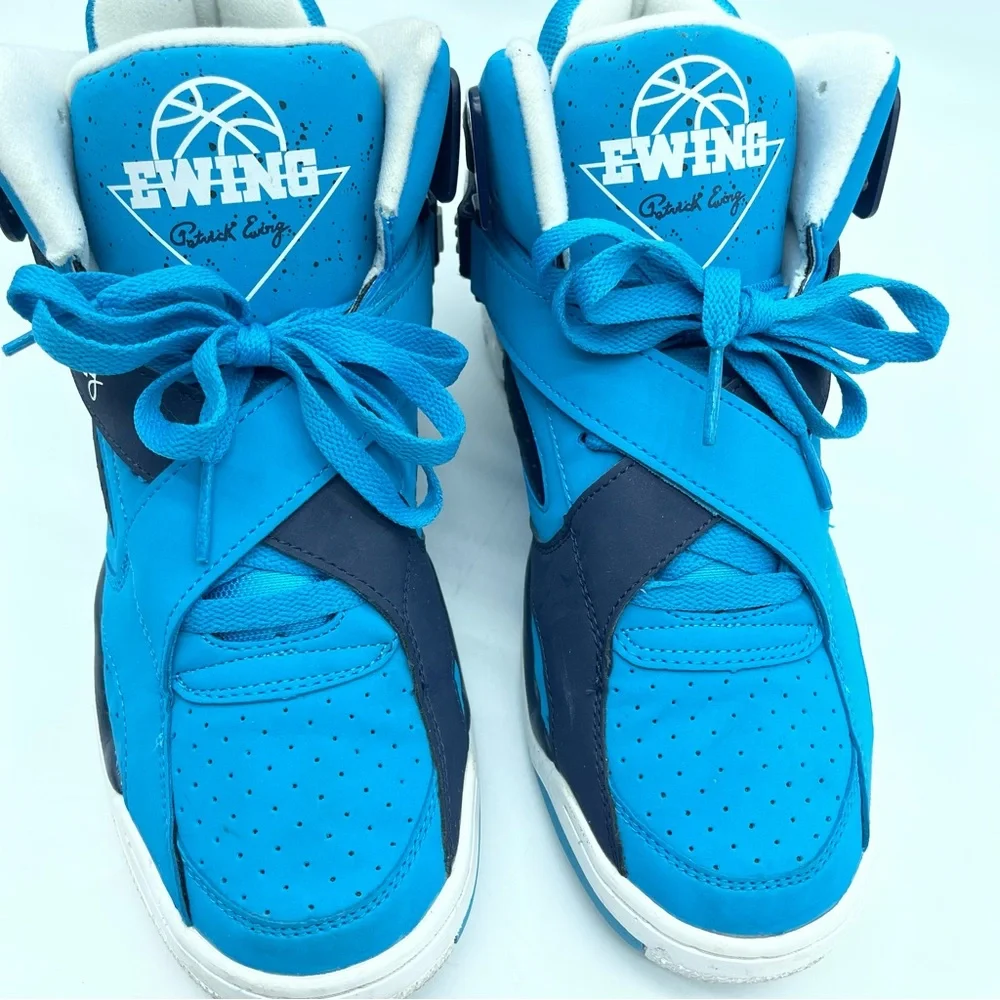 Patrick Ewing Shoes 10.5 Blue White Rogue Lace Up Athletic High Tops - Picture 2 of 13